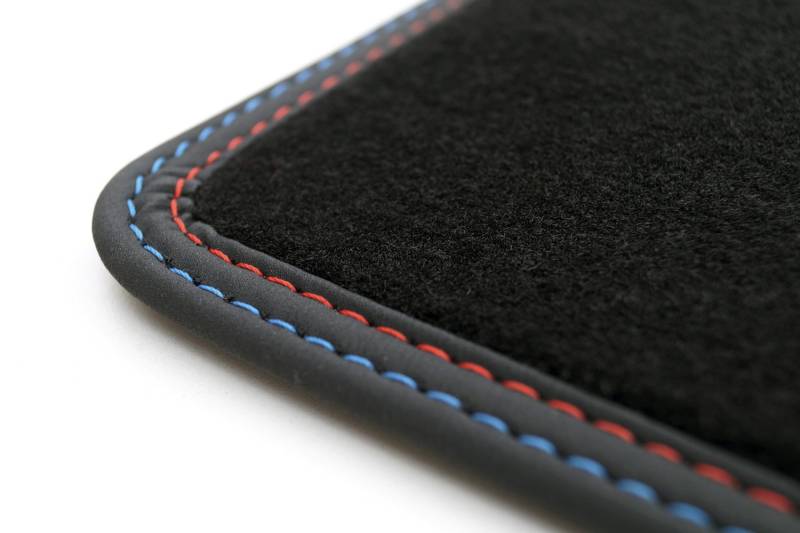 Kofferraummatte Velours Automatte Premium Qualität Nubukleder Rand Doppelnaht Rot Blau von kh Teile