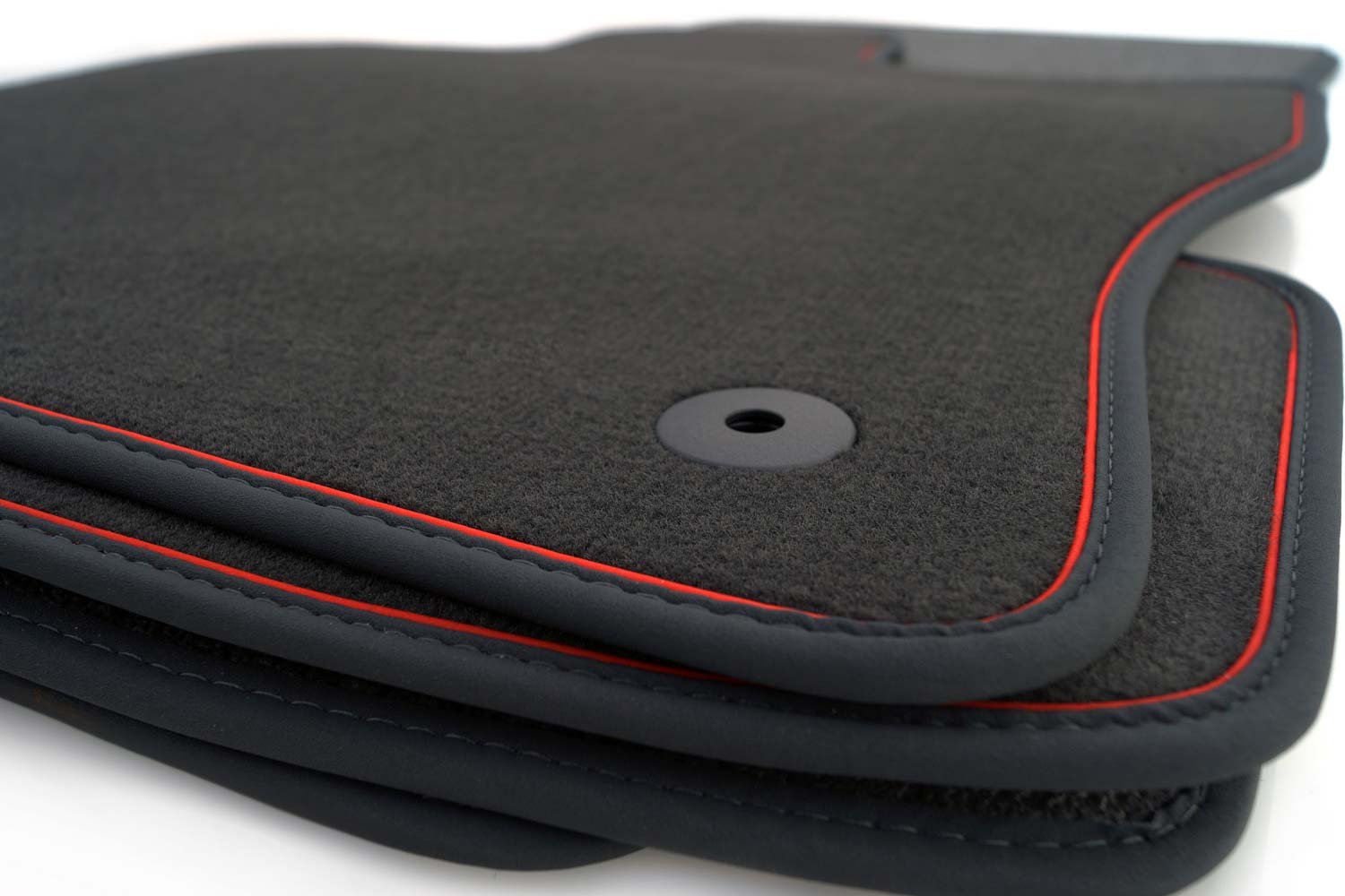 kh Teile Fußmatten passend für Golf 5 6 Scirocco Velours Automatten Autoteppich Matten Set 4-teilig Schwarz Zierband rot von kh Teile