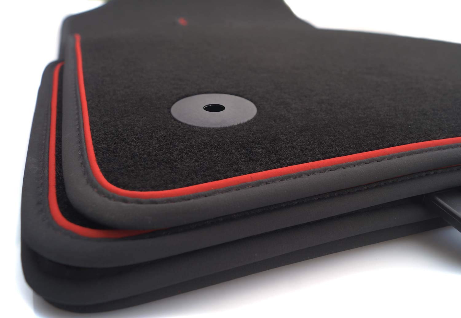 kh Teile Fußmatten passend für Ibiza 5 6F KJ Premium Velours Automatten Schwarz 4-teilig Nubuk Zierband rot von kh Teile
