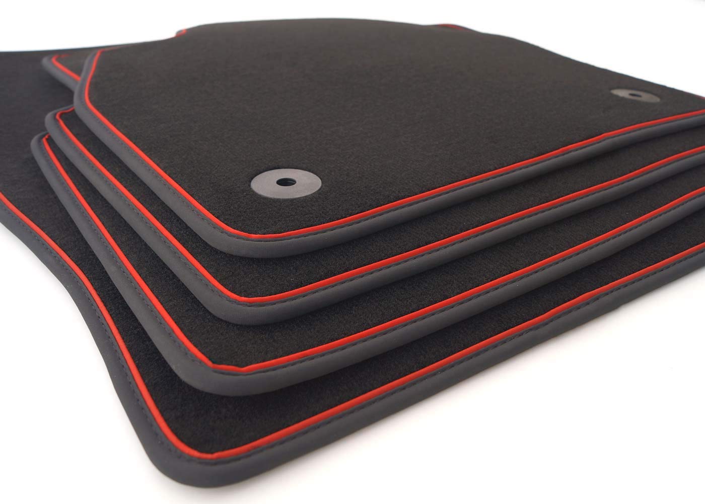 kh Teile Fußmatten passend für Kamiq GT Tuning Zubehör Sport Automatten 4-teilig Velours schwarz Nubuk schwarz mit Zierband Rot kh Teile Fußmatten passend für Kamiq GT Tuning Zubehör Sport Automatten 4-teilig Velours schwarz Nubuk schwarz mit Zierband Rot von kh Teile