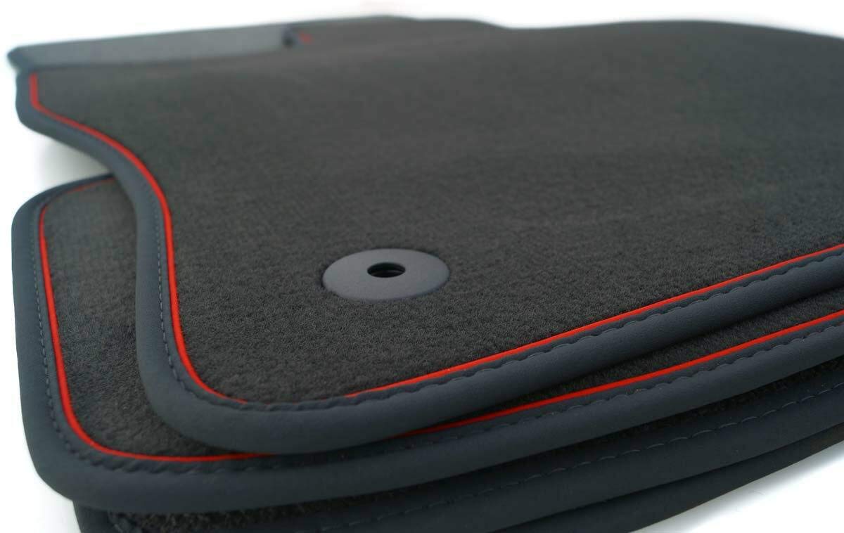 kh Teile Fußmatten passend für Passat B8 Premium Qualität Velours Autoteppich 4-teilig schwarz Zierband rot von kh Teile