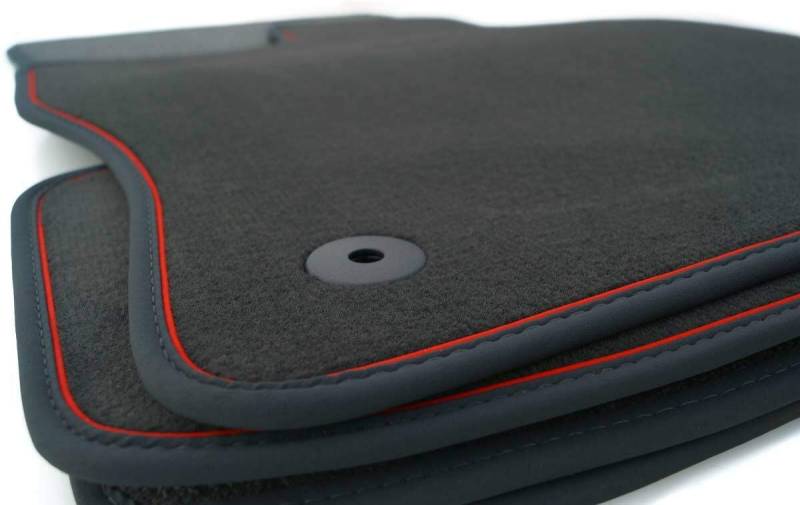 kh Teile Fußmatten passend für Passat B8 Premium Qualität Velours Autoteppich 4-teilig schwarz Zierband rot von kh Teile