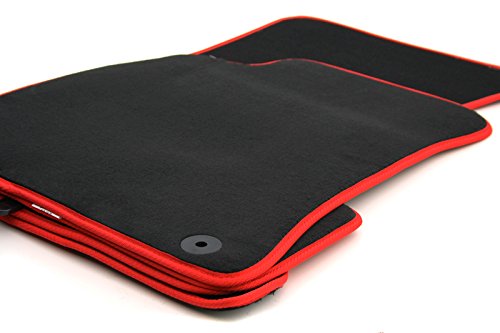kh Teile Fußmatten passend für A4/S4/RS4 (8E B6 B7) Premium Qualität Velours Autoteppiche schwarz 4-teilig Nubukeinfassung rot von kh Teile