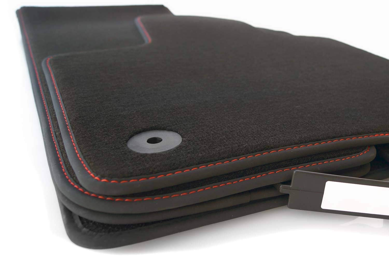 kh Teile Fußmatten passend für A4 S4 B5 8D Premium Qualität Autoteppiche, schwarz, 4-teilig, Velours Ziernaht rot von kh Teile