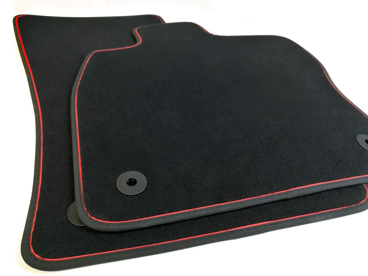 kh Teile Fußmatten passend für Golf 7 Velours Automatten 2-teilig vorn schwarz Nubuk schwarz Zierband rot von kh Teile