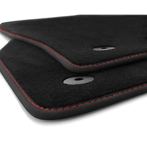 kh Teile Fußmatten passend für Polo 6 Premium Qualität Velours Autoteppich 2-teilig vorn Ziernaht rot von kh Teile