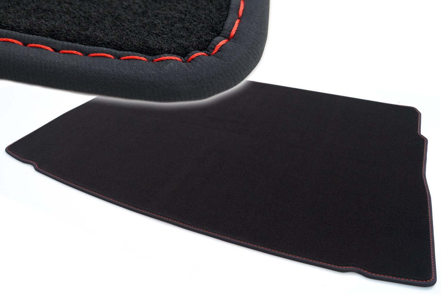 kh Teile Kofferraummatte passend für Golf 7 Velours Automatte Kofferraum Teppich Qualität Nubuk schwarz Ziernaht rot von kh Teile
