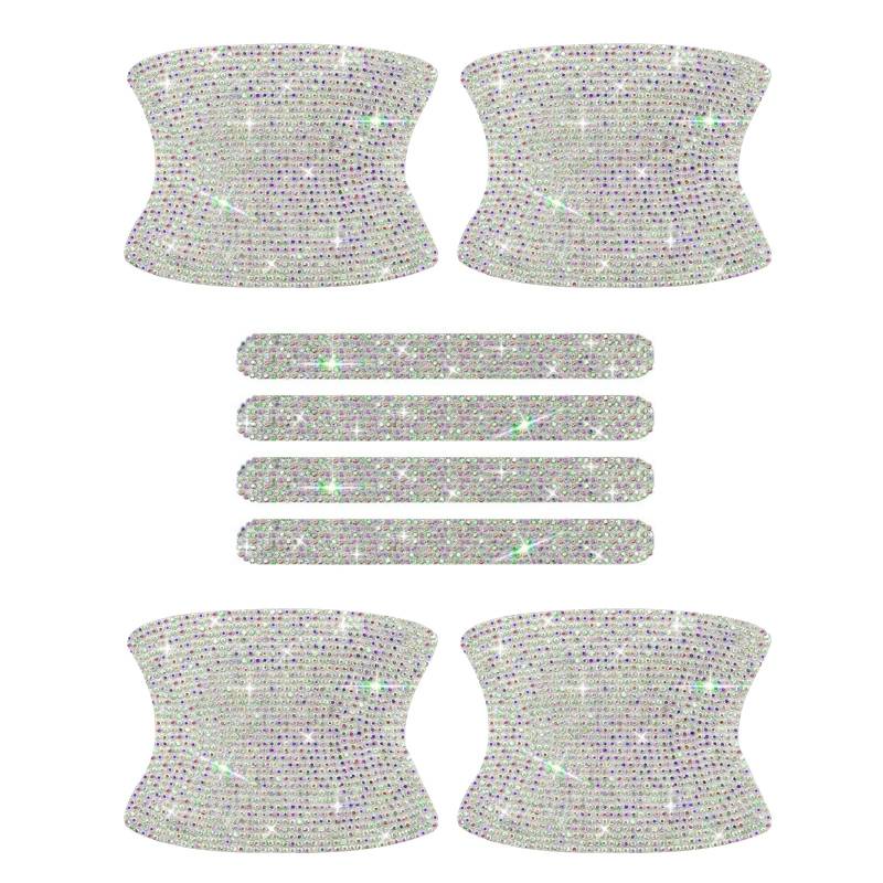 kingsea 8pcs Bling Auto Türgriff Schutz Aufkleber, Kristall Strass Glitter Auto Türgriffe Cup Kratzschutz Aufkleber Universal (Multi-Coloured) von kingsea