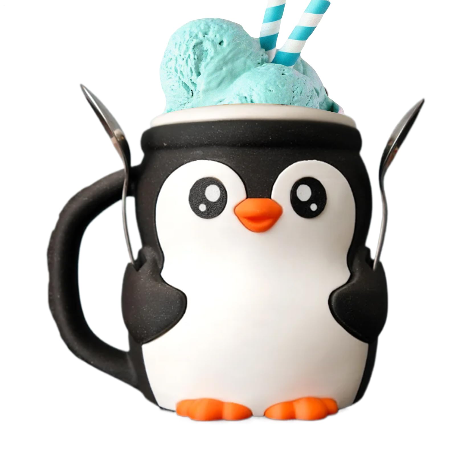 Netter Penguin - -Pint -Halter, Penguin - -Pint -Halter mit Löffel Frostschutzmittel, Eishülse, Wiederverwendbare isolierte Hülse für Joghurt und Gefrorene Desserts von kinrguiyuez