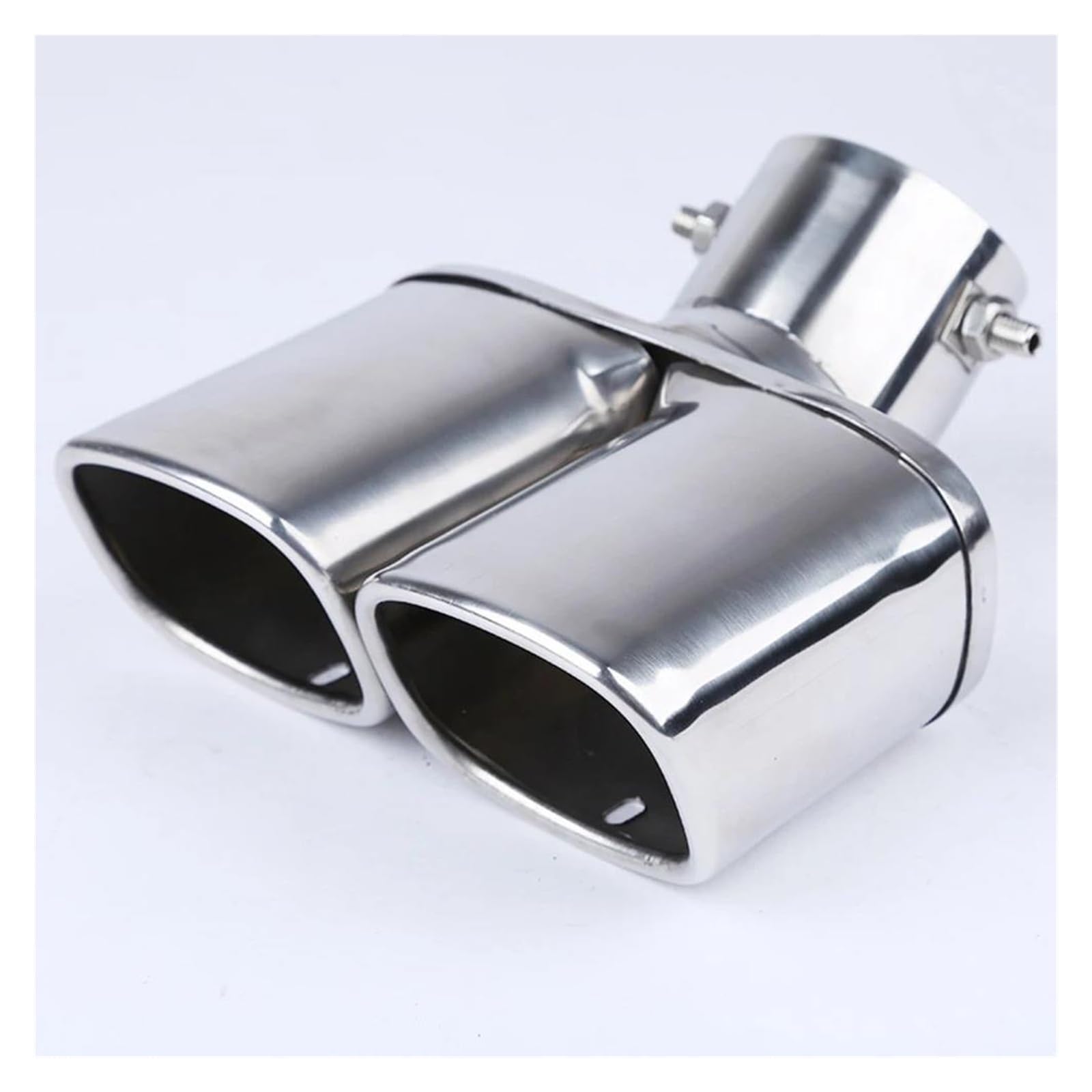 Endrohr Auto-Auspuffschalldämpfer Universeller Edelstahl-Heckhals Doppelte Auspuffrohr-Schnittstelle, 6,3 cm, Auspuffanlagen Autozubehör Auspuff Endrohr(Silber) von kjjukrhfs