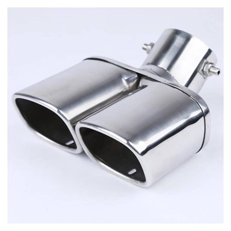 Endrohr Auto-Auspuffschalldämpfer Universeller Edelstahl-Heckhals Doppelte Auspuffrohr-Schnittstelle, 6,3 cm, Auspuffanlagen Autozubehör Auspuff Endrohr(Silber) von kjjukrhfs