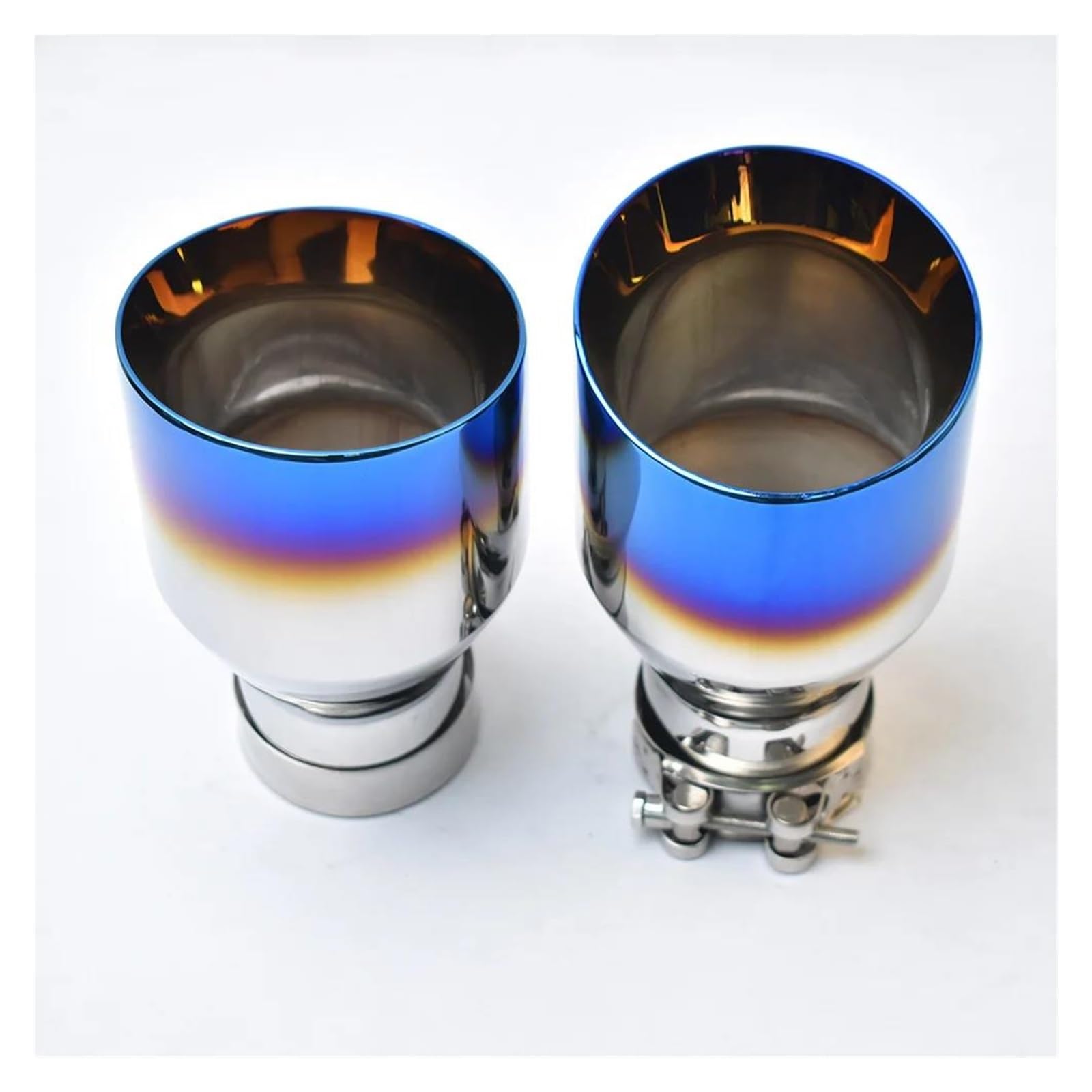 Endrohr Auto Blau Gebrannter Edelstahlflansch Auspuffendrohrschräge FÜR Kantenschalldämpferspitze 1 Stück Auspuff Endrohr(IN 63 Out 101 mm) von kjjukrhfs