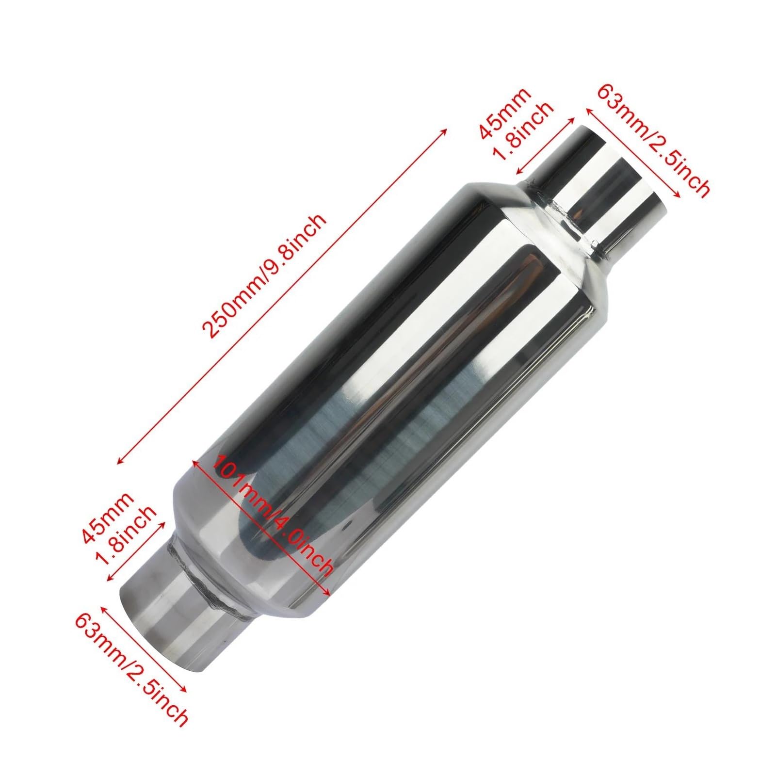Endrohr Autozubehör Auspuffanlagen Auspuffausschnitt Schalldämpfer High Flow Schalldämpfer Spitze Edelstahl Fluchtrohr 2 2,25 2,5 3'' Schalldämpfer Auspuff Endrohr(63x101x63) von kjjukrhfs