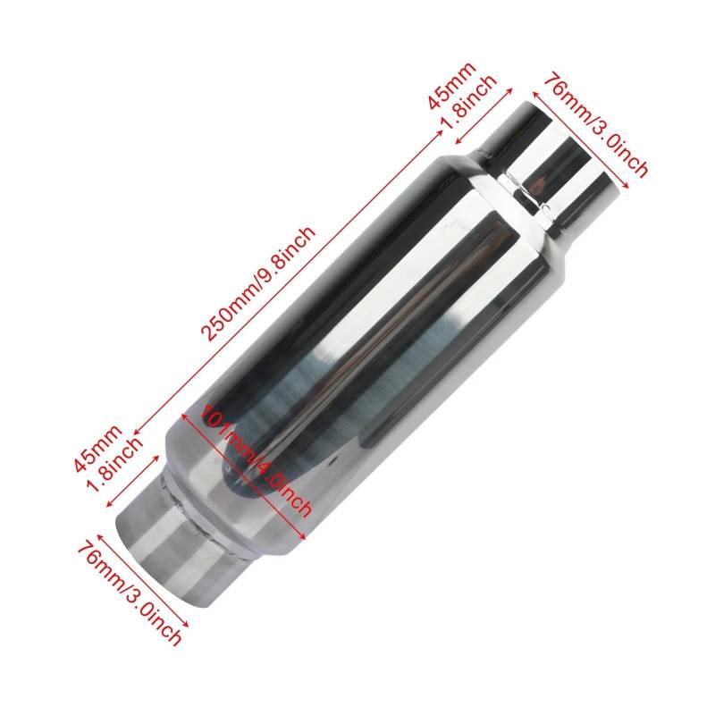 Endrohr Autozubehör Auspuffanlagen Auspuffausschnitt Schalldämpfer High Flow Schalldämpfer Spitze Edelstahl Fluchtrohr 2 2,25 2,5 3'' Schalldämpfer Auspuff Endrohr(76x101x76) von kjjukrhfs