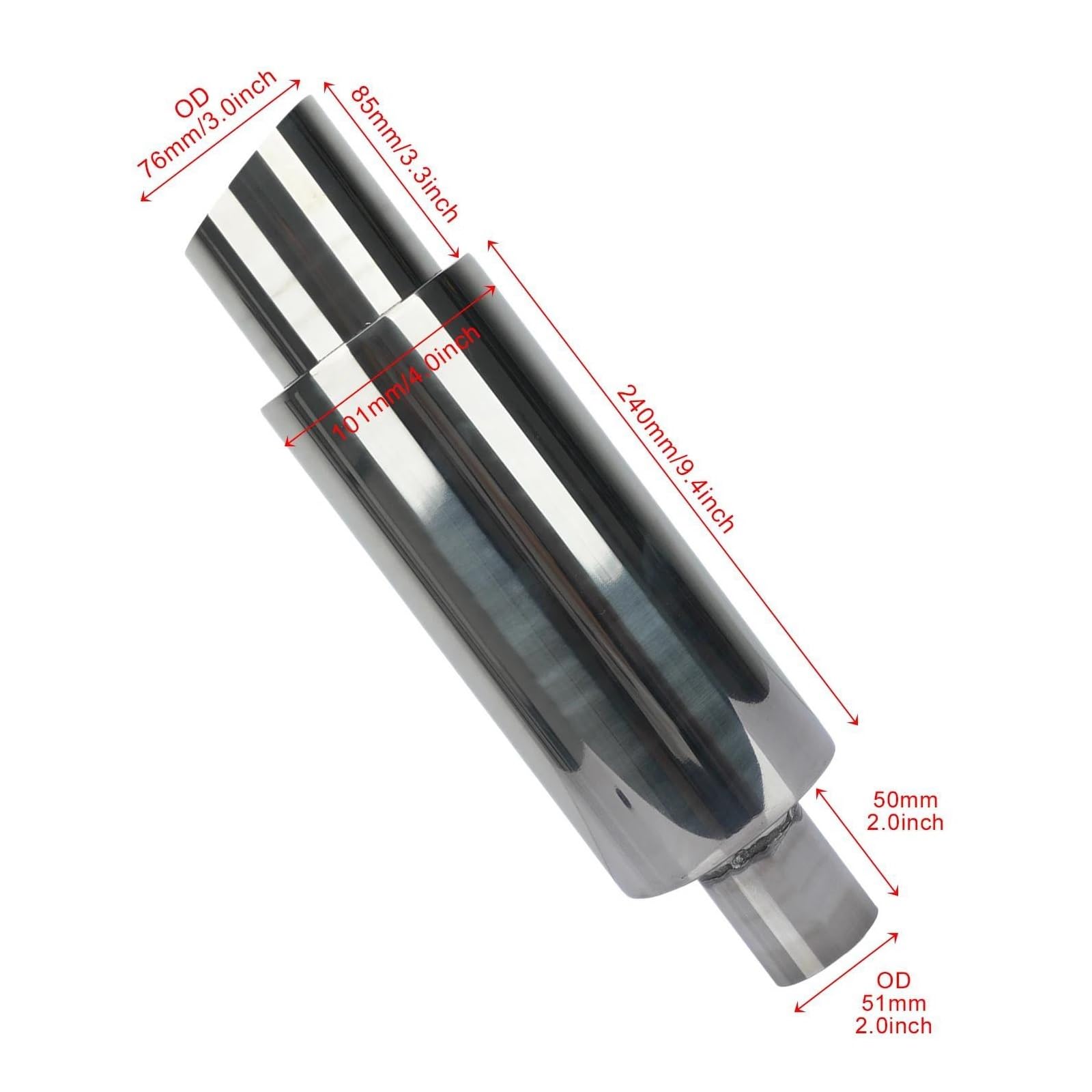 Endrohr Exhuast-Endschalldämpfer, Auto-Fluchtrohr Abgassysteme Schalldämpfer Turbo-Sound-Boost Universell 201 Edelstahl 51 Mm Schalldämpferspitzen Auspuff Endrohr(Silber) von kjjukrhfs
