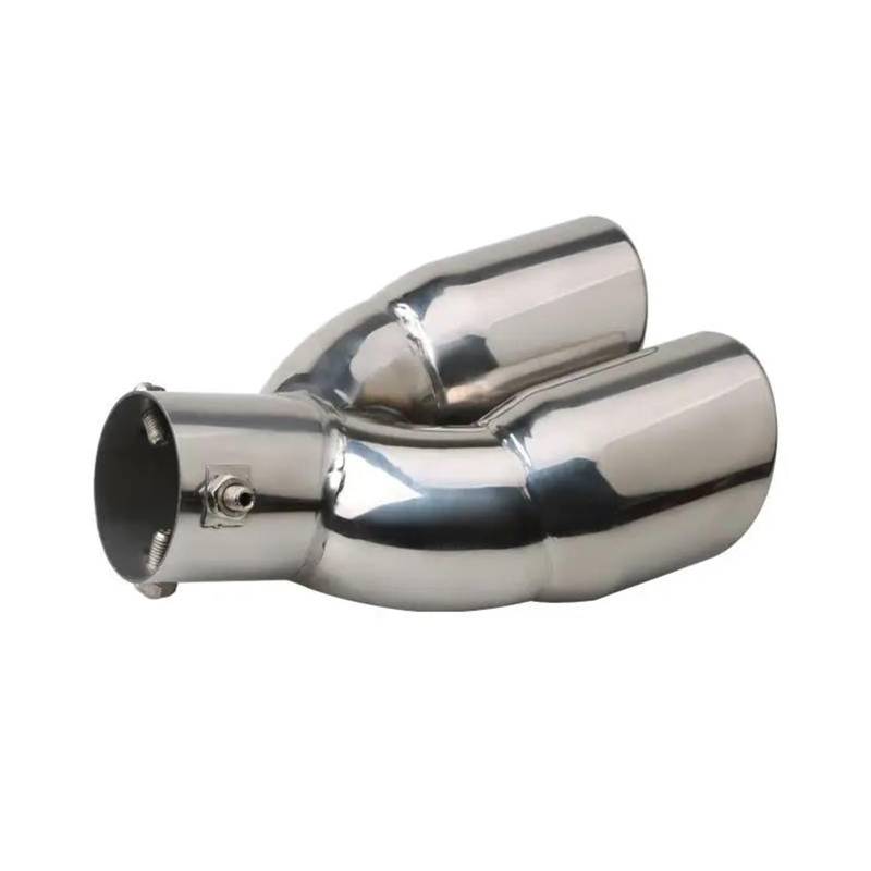 Endrohr FÜR Allgemeines FÜR Motoren Edelstahl A Out Two Auspuffrohr Endrohr Kehle Oblique Double Straight Mouth Modifiziertes Blau Silber Double Auspuff Endrohr(A) von kjjukrhfs