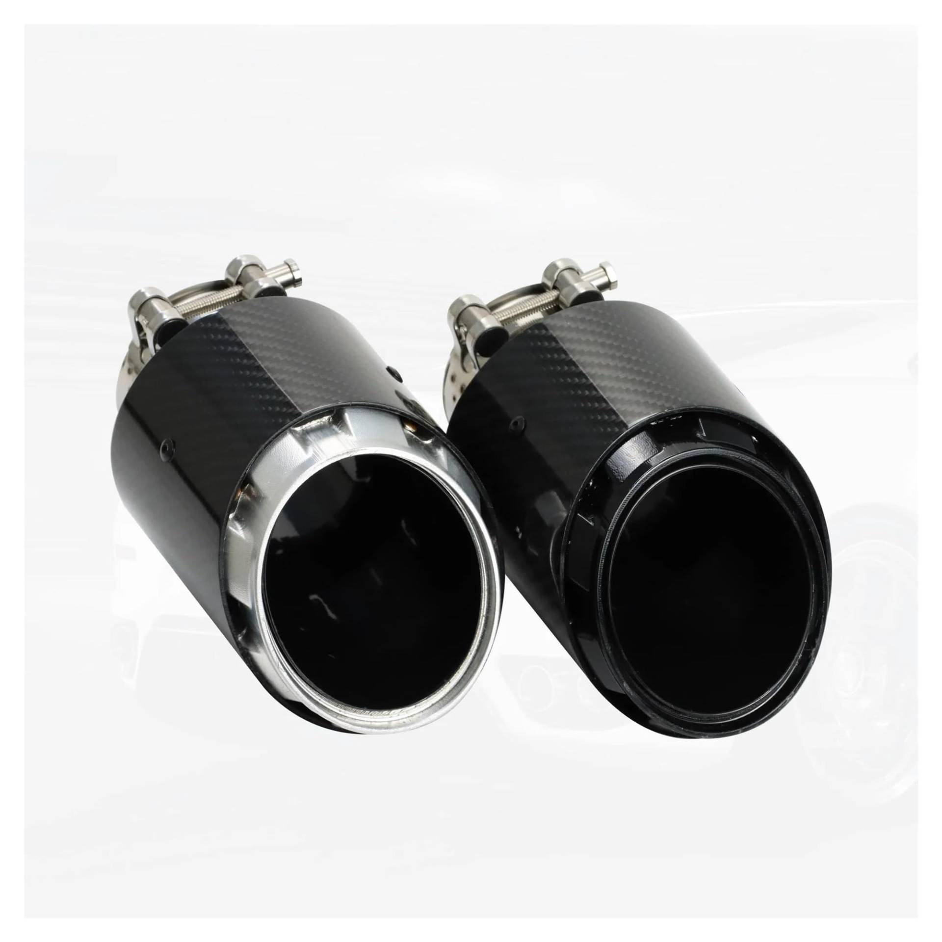 Endrohr Upgrade Der 3-lagigen Auspuffspitze Aus Glänzender Kohlefaser, Universelles Autozubehör Rostfreie Schalldämpfer-Endrohrspitzen Modifizieren Auspuff Endrohr(Silver ID63-OD89mm) von kjjukrhfs