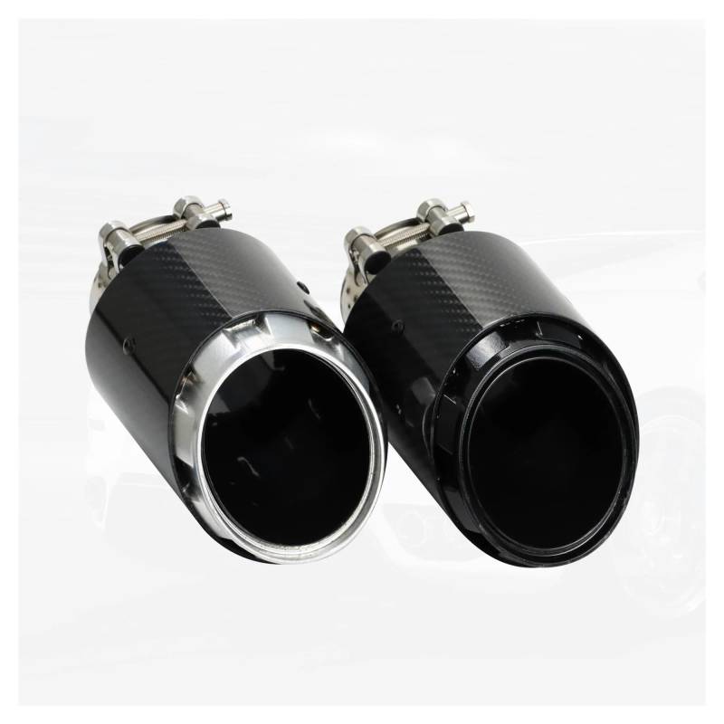 Endrohr Upgrade Der 3-lagigen Auspuffspitze Aus Glänzender Kohlefaser, Universelles Autozubehör Rostfreie Schalldämpfer-Endrohrspitzen Modifizieren Auspuff Endrohr(Silver ID63-OD89mm) von kjjukrhfs