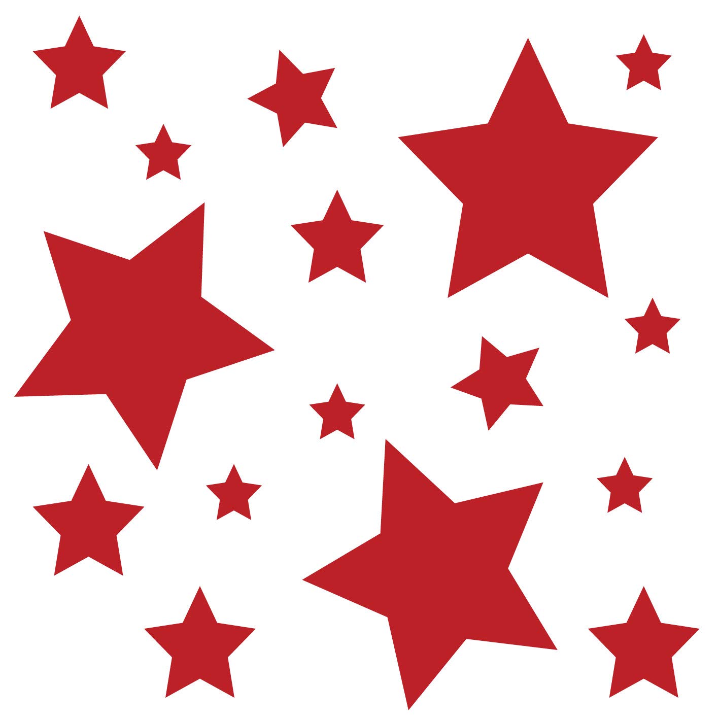 kleb-Drauf® | 18 Sterne | Rot - glänzend | Autoaufkleber Autosticker Decal Aufkleber Sticker | Auto Car Motorrad Fahrrad Roller Bike | Deko Tuning Stickerbomb Styling Wrapping von kleb-drauf.de