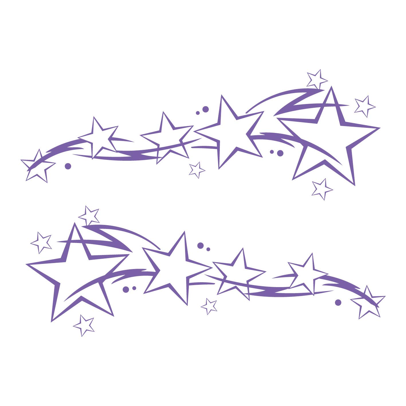 kleb-Drauf® | 2 Sternenschweife | Lila - matt | Autoaufkleber Autosticker Decal Aufkleber Sticker | Auto Car Motorrad Fahrrad Roller Bike | Deko Tuning Stickerbomb Styling Wrapping von kleb-drauf.de