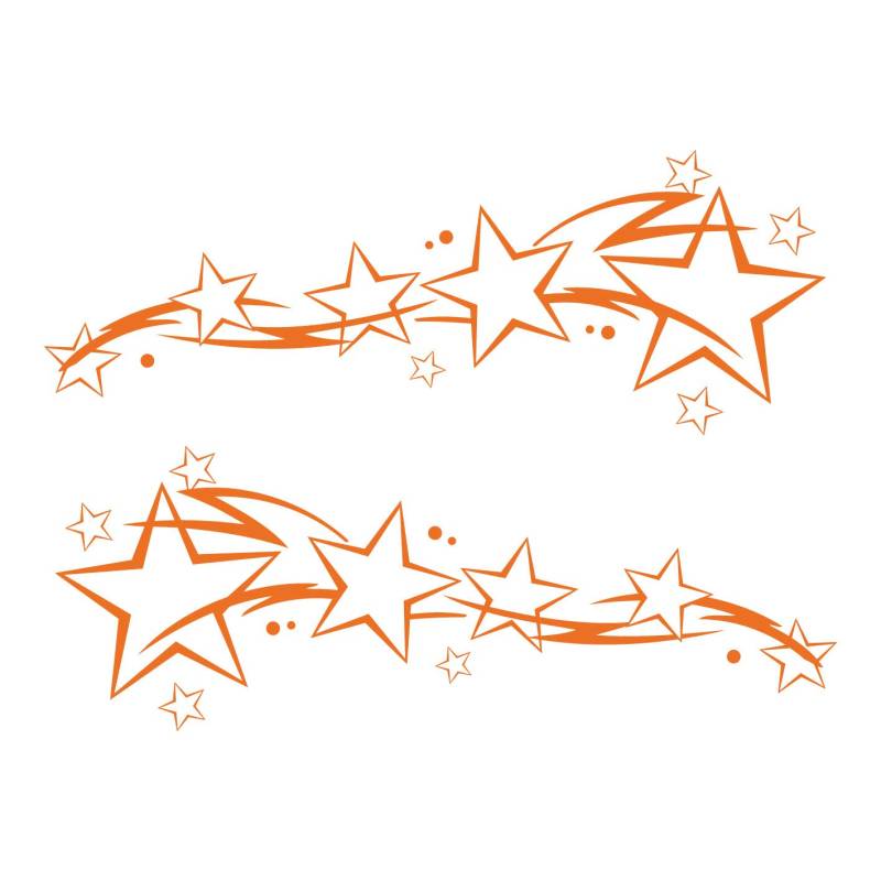 kleb-Drauf® | 2 Sternenschweife | Orange - glänzend | Autoaufkleber Autosticker Decal Aufkleber Sticker | Auto Car Motorrad Fahrrad Roller Bike | Deko Tuning Stickerbomb Styling Wrapping von kleb-drauf.de