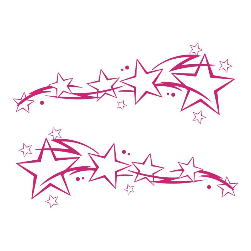 kleb-Drauf® | 2 Sternenschweife | Pink - glänzend | Autoaufkleber Autosticker Decal Aufkleber Sticker | Auto Car Motorrad Fahrrad Roller Bike | Deko Tuning Stickerbomb Styling Wrapping von kleb-drauf.de
