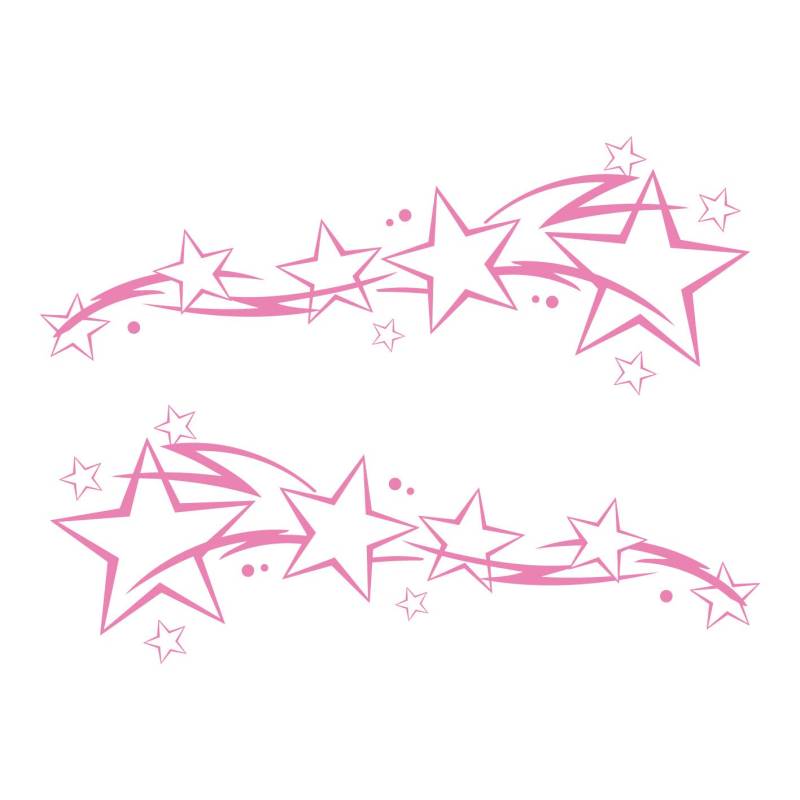kleb-Drauf® | 2 Sternenschweife | Rosa - glänzend | Autoaufkleber Autosticker Decal Aufkleber Sticker | Auto Car Motorrad Fahrrad Roller Bike | Deko Tuning Stickerbomb Styling Wrapping von kleb-drauf.de
