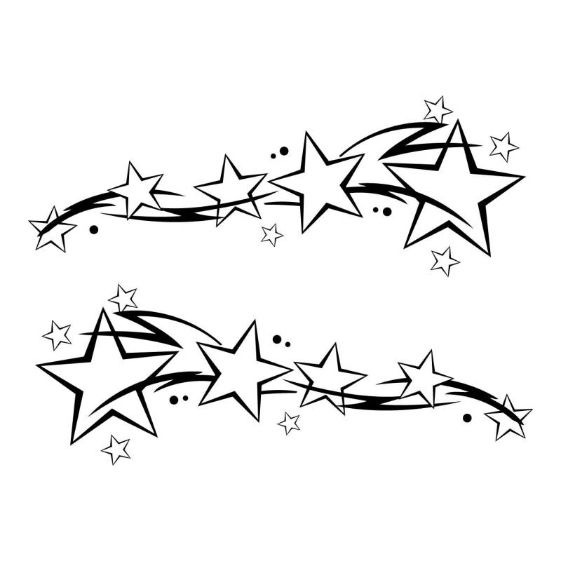 kleb-Drauf® | 2 Sternenschweife | Schwarz - matt | Autoaufkleber Autosticker Decal Aufkleber Sticker | Auto Car Motorrad Fahrrad Roller Bike | Deko Tuning Stickerbomb Styling Wrapping von kleb-drauf.de