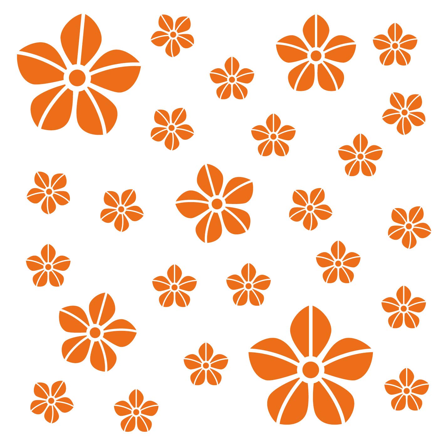 kleb-Drauf® | 25 Blumen | Orange - glänzend | Autoaufkleber Autosticker Decal Aufkleber Sticker | Auto Car Motorrad Fahrrad Roller Bike | Deko Tuning Stickerbomb Styling Wrapping von kleb-drauf.de