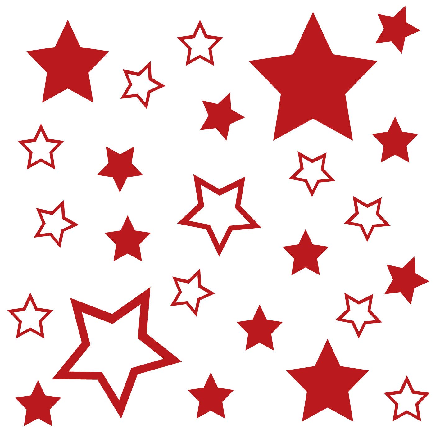 kleb-Drauf® | 25 Sterne | Rot - glänzend | Autoaufkleber Autosticker Decal Aufkleber Sticker | Auto Car Motorrad Fahrrad Roller Bike | Deko Tuning Stickerbomb Styling Wrapping von kleb-drauf.de