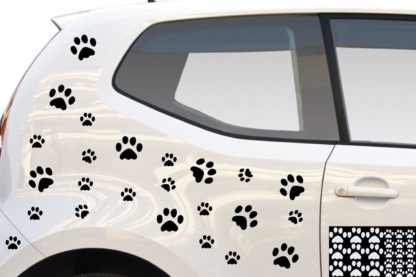 kleb-drauf® - 24 Pfoten/Weiß - matt - Aufkleber zur Dekoration von Autos, Motorrädern und Allen Anderen glatten Oberflächen im Außenbereich; aus 19 Farben wählbar; in matt oder glänzend von kleb-drauf