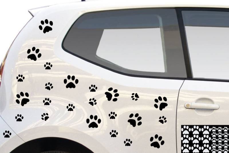 kleb-drauf® - 24 Pfoten/Weiß - matt - Aufkleber zur Dekoration von Autos, Motorrädern und Allen Anderen glatten Oberflächen im Außenbereich; aus 19 Farben wählbar; in matt oder glänzend von kleb-drauf.de
