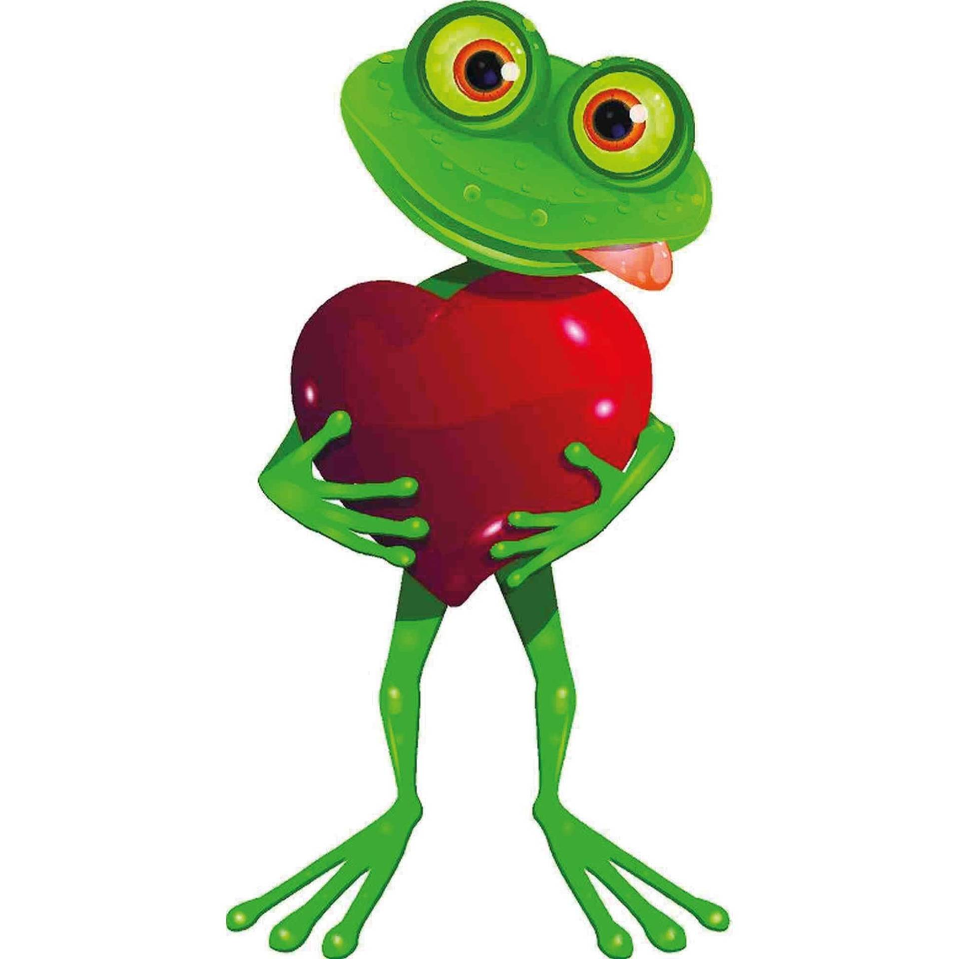 kleberio Aufkleber Sticker Frosch mit Herz selbstklebend Autoaufkleber Sticker für Kinder Bild Dekoration Set Car Wohnwagen wetterfest 10 x 19 cm von kleberio