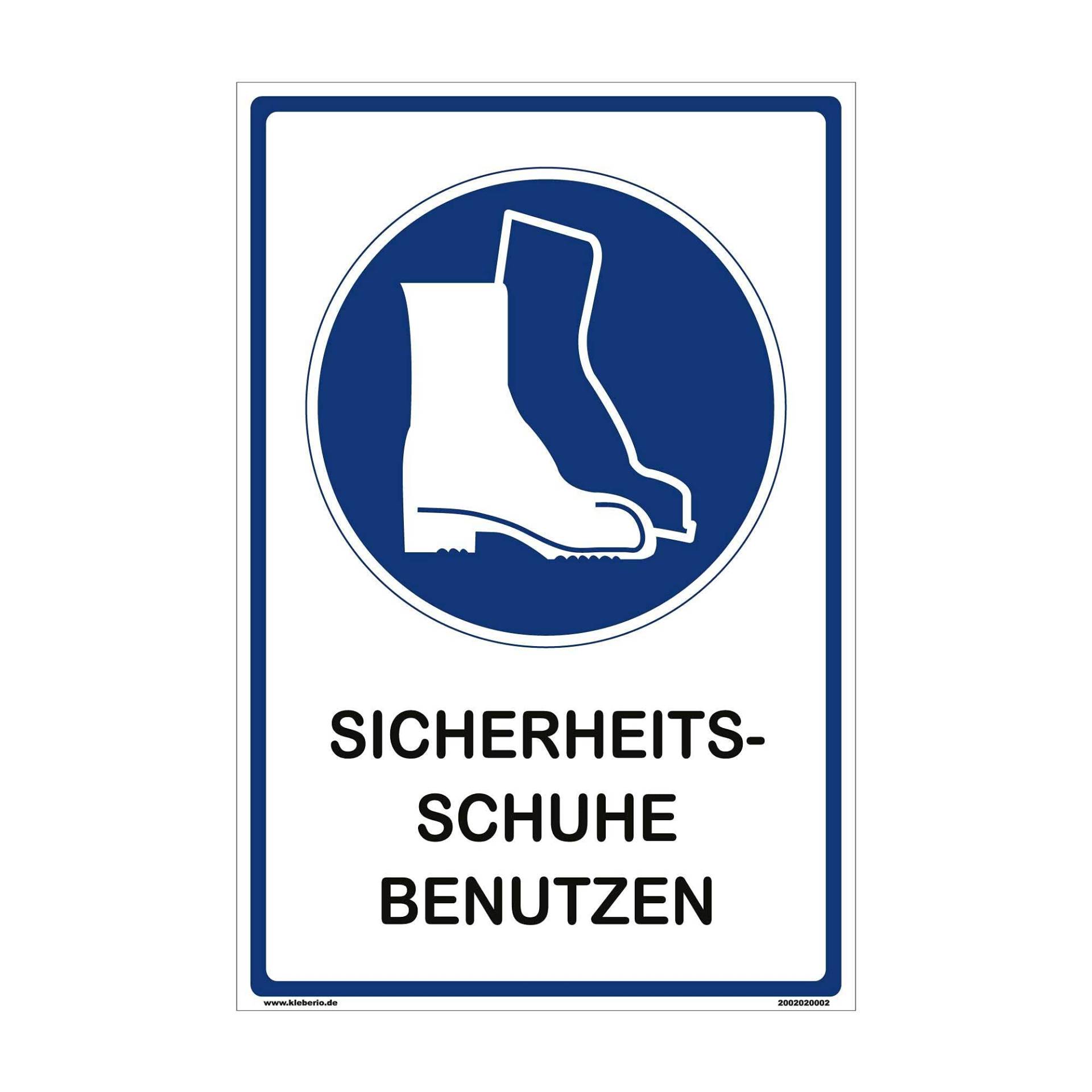 kleberio® Hinweisschild Labor - Sicherheitsschuhe benutzen - 20 x 30 cm Arbeitsschuhe Schutzschuhe Werkstatt Schild Chemie Fußschutz Sicherheits Schuhe Arbeiterschuhe S1 von kleberio