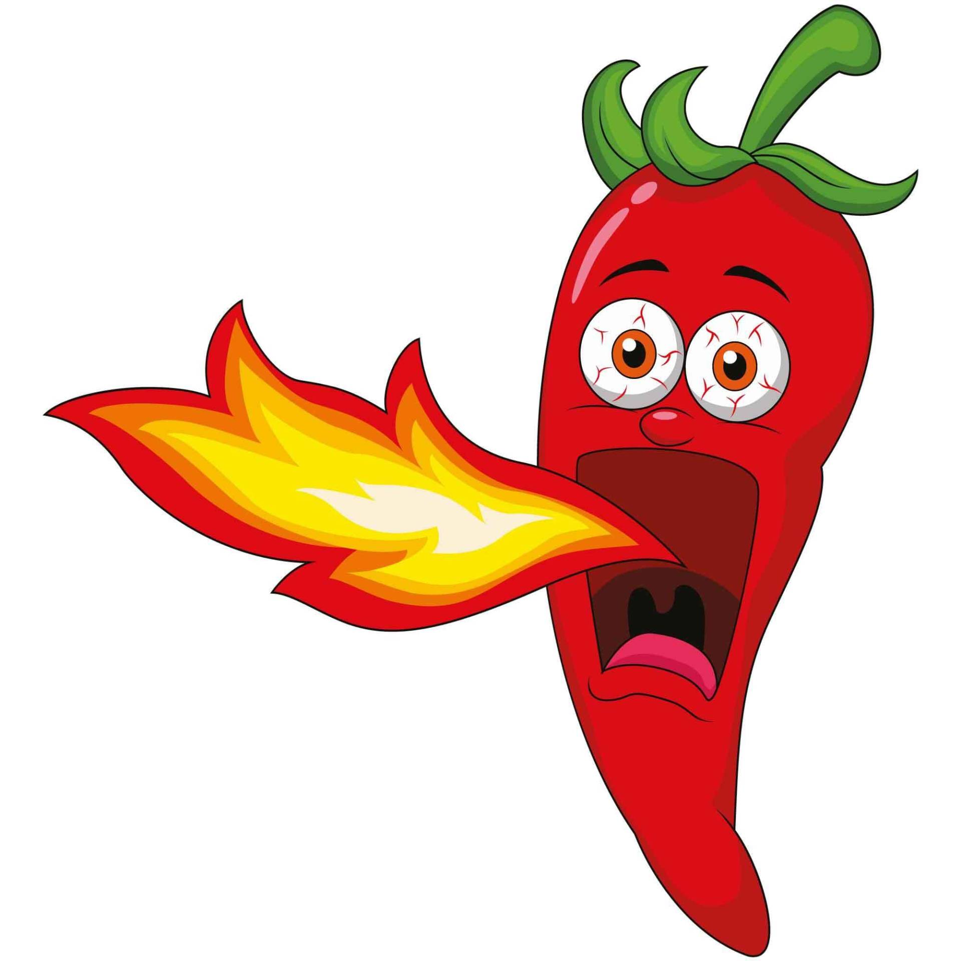 kleberio Aufkleber scharfe rote Chilischote mit Flamme wasserfest Gemüse Sticker Küche Restaurant Autoaufkleber Deko 11 x 10 cm von kleberio