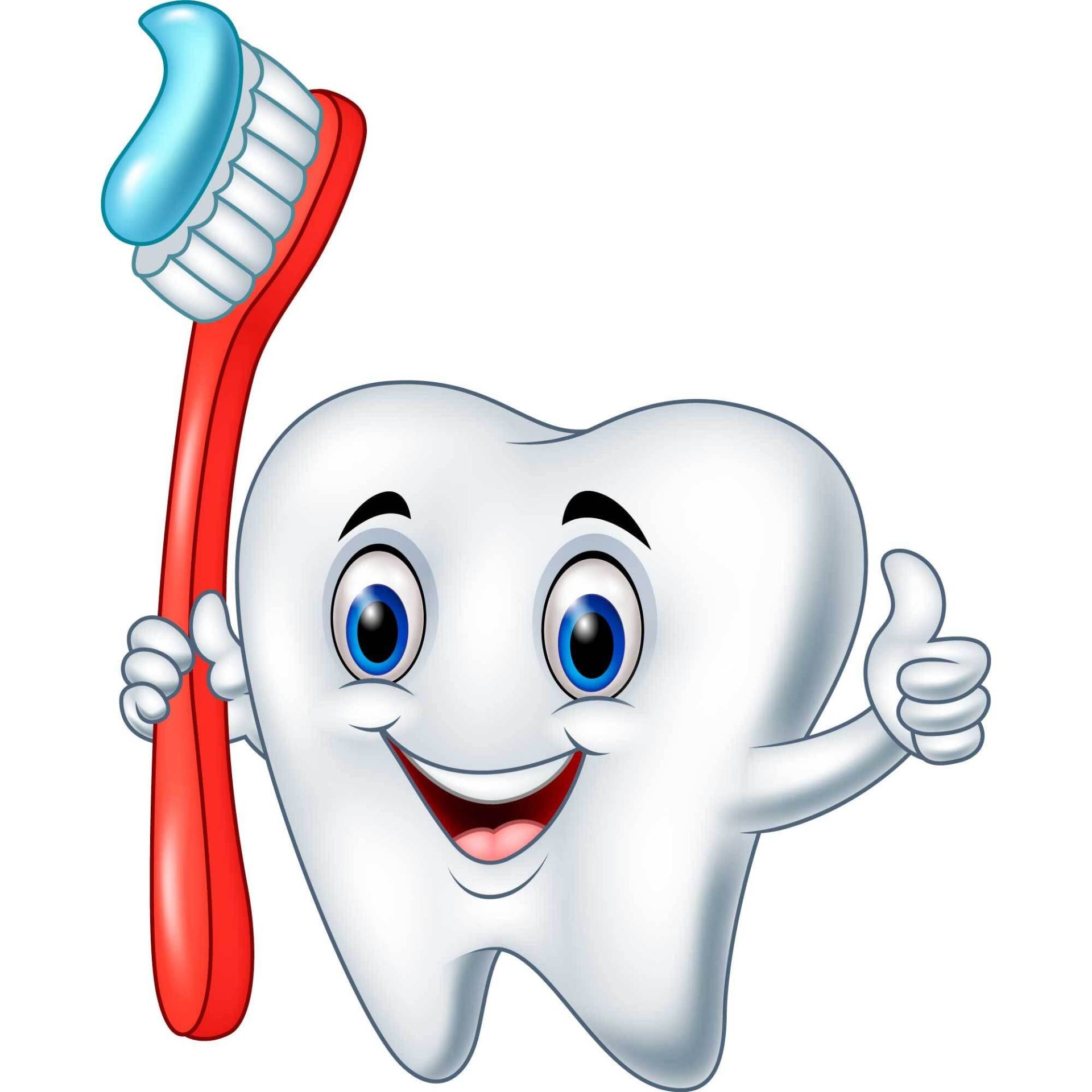 kleberio Selbstklebender Aufkleber Zahn mit Zahnbürste Zahnarzt Zahnfee Kinder Zahnpflege Sticker 22 x 18 cm von kleberio