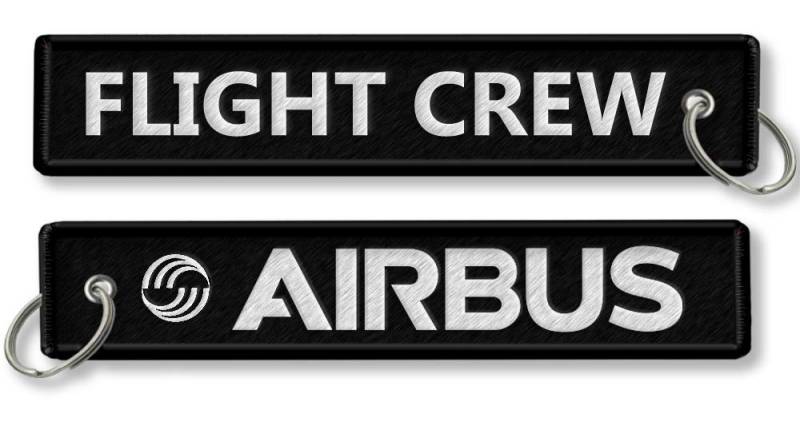 koolkrew Airbus Flight Crew bestickter Schlüsselanhänger, Schwarz von koolkrew