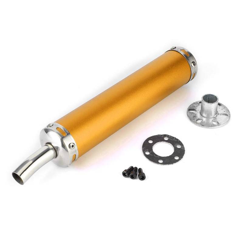 Auspuffschalldämpfer, 20 mm 0,8 Zoll 2-Taotorrad Edelstahl-Auspuffschalldämpfer Schalldämpfer Motorrad Modifiziertes Schalldämpferrohr(Gold) von PGONA