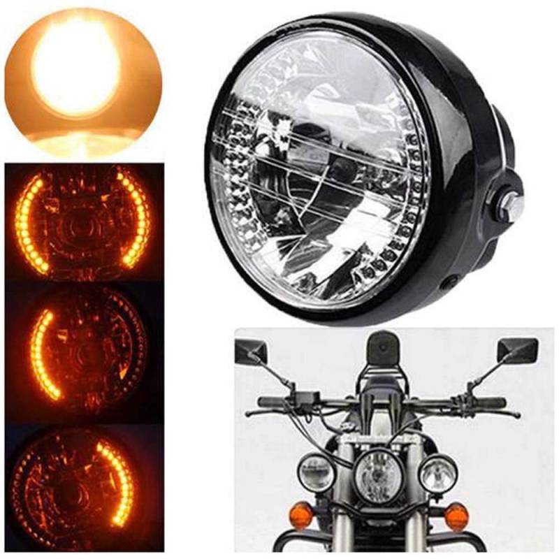 Krtopo 35W Motorrad Scheinwerfer mit Blinker Universal 7 Zoll Halogen Frontleuchte von Krtopo