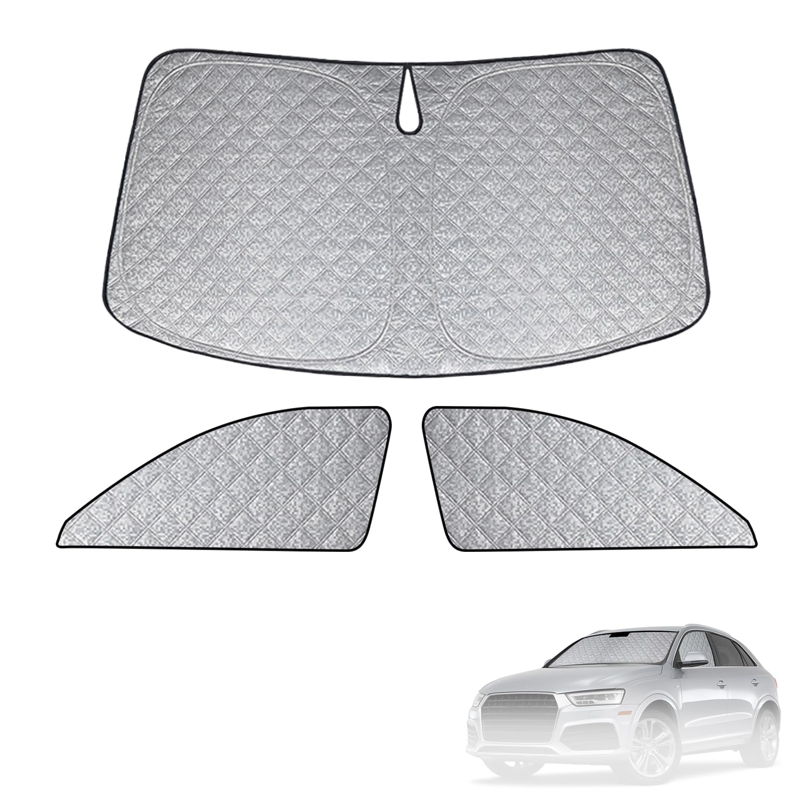 Sonnenschutz Kompatibel mit Audi Q3 F3 2019-2025, 3 PCS Auto Frontscheibe Windschutzscheiben Schutz Set, Internes Thermomatte mit Aufbewahrungstasche, Faltbar Sonnenblende Sonnenschutz Kompatibel mit Audi Q3 F3 2019-2025, 3 PCS Auto Frontscheibe Windschutzscheiben Schutz Set, Internes Thermomatte mit Aufbewahrungstasche, Faltbar Sonnenblende von kswiown