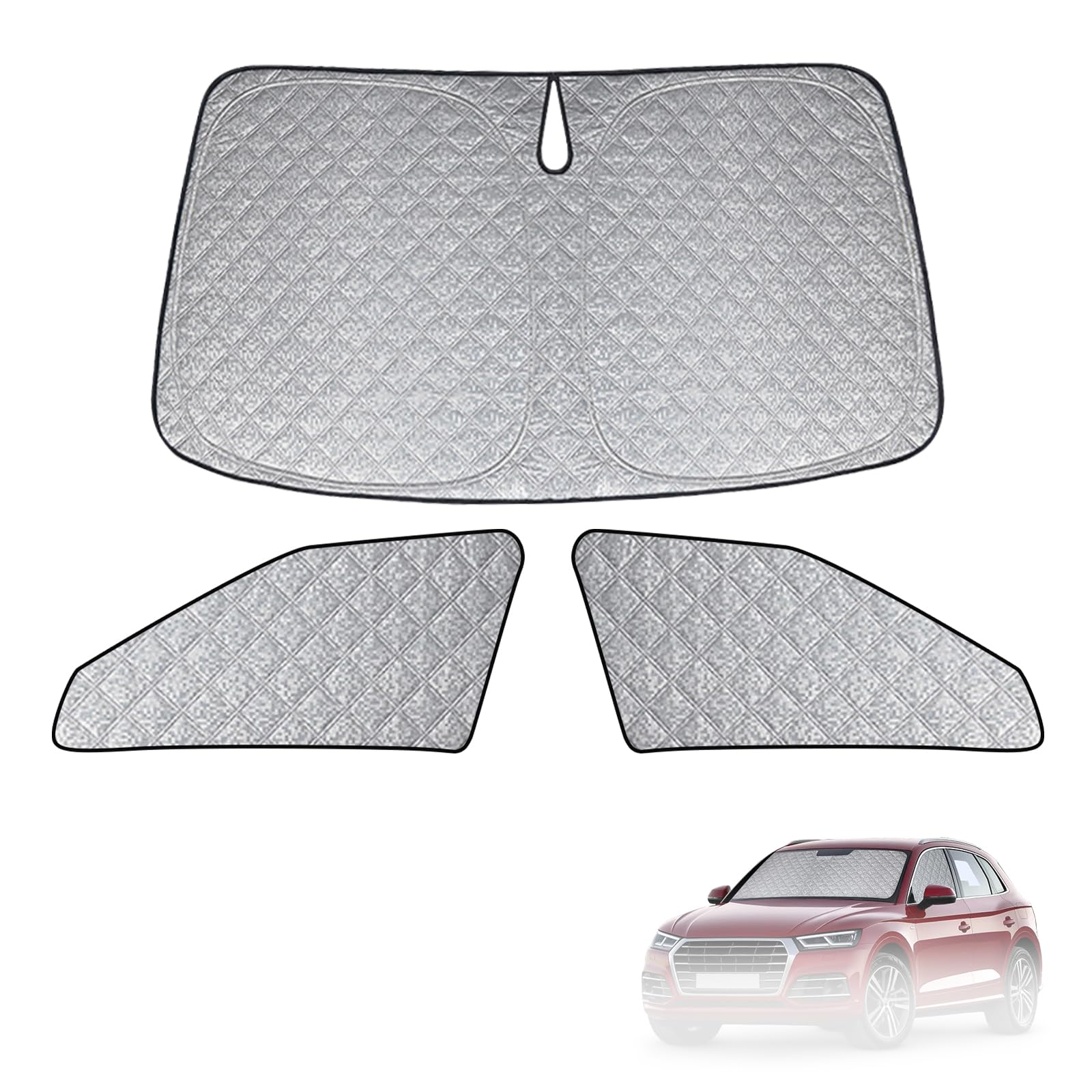 Sonnenschutz Kompatibel mit Audi Q5 FY 2018-2025, 3 PCS Auto Frontscheibe Windschutzscheiben Schutz Set, Internes Thermomatte mit Aufbewahrungstasche, Faltbar Sonnenblende Sonnenschutz Kompatibel mit Audi Q5 FY 2018-2025, 3 PCS Auto Frontscheibe Windschutzscheiben Schutz Set, Internes Thermomatte mit Aufbewahrungstasche, Faltbar Sonnenblende von kswiown