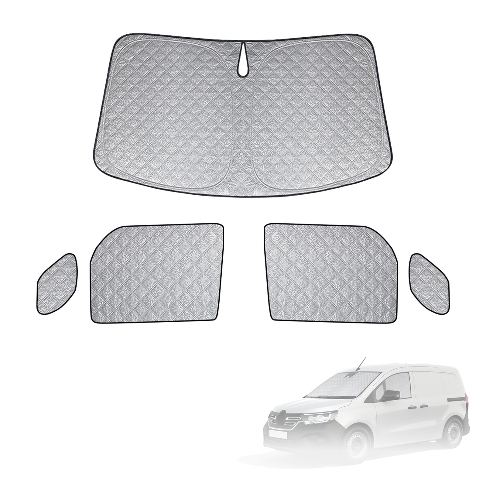 Sonnenschutz Kompatibel mit Renault Kangoo 2021-2025, 5 PCS Auto Frontscheibe Windschutzscheiben Schutz Set, Internes Thermomatte mit Aufbewahrungstasche, Faltbar Sonnenblende Sonnenschutz Kompatibel mit Renault Kangoo 2021-2025, 5 PCS Auto Frontscheibe Windschutzscheiben Schutz Set, Internes Thermomatte mit Aufbewahrungstasche, Faltbar Sonnenblende von kswiown