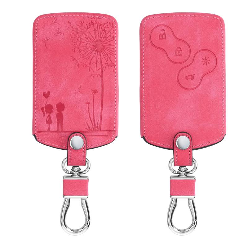 kwmobile Autoschlüssel Hülle kompatibel mit Renault 4-Tasten Autoschlüssel Karte (nur Keyless Go) - Kunstleder Schutzhülle Schlüsselhülle Cover Pusteblume Love Pink von kwmobile
