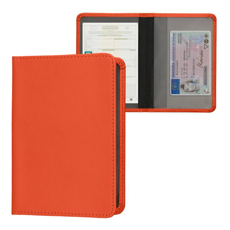 kwmobile Fahrzeugschein Hülle mit Kartenfächern - Kunstleder Etui Tasche für Auto Zulassungsbescheinigung Führerschein Fruity Orange von kwmobile