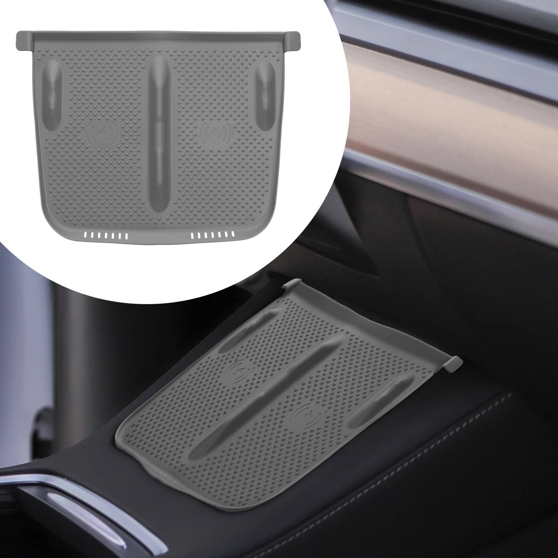 kwmobile Kabellose Ladegerät Panel Schutzabdeckung für Tesla Model Y/Model 3 - Auto Charging Pad Matte - Silikon Cover Handy Pad Grau kwmobile Kabellose Ladegerät Panel Schutzabdeckung für Tesla Model Y/Model 3 - Auto Charging Pad Matte - Silikon Cover Handy Pad Grau von kwmobile