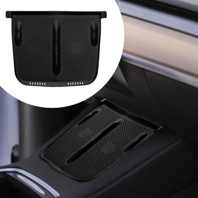 kwmobile Kabellose Ladegerät Panel Schutzabdeckung für Tesla Model Y/Model 3 - Auto Charging Pad Matte - Silikon Cover Handy Pad Schwarz von kwmobile