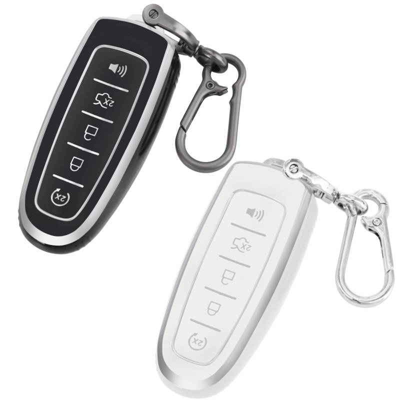 Kyhodsgn Schlüsselanhänger-Abdeckung, kompatibel mit Ford Escape Explorer Edge Expedition Focus Flex Taurus C-Max – weiches TPU-Schlüsselschutzgehäuse für Lincoln MKS MKT MKX Navigator 2011–2018 von kyhodsgn