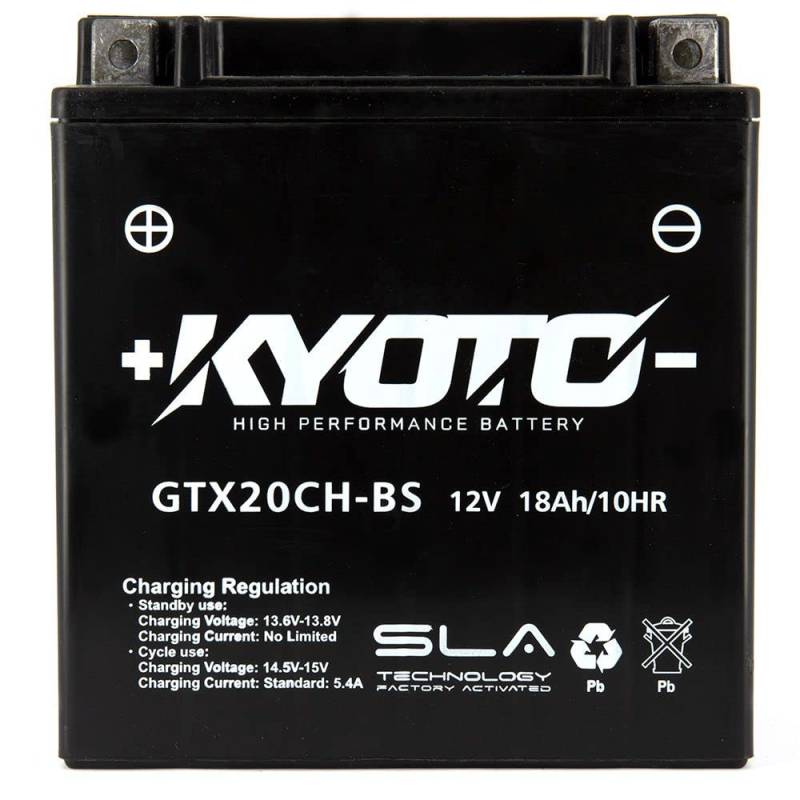 Motorradbatterie Kyoto SLA GTX20CH-BS (YTX20CH-BS) AGM - wartungsfrei - 12V 18Ah - Maße: 150x87x161mm passend für Suzuki M1800R Intruder 1800 2012 von Kyoto