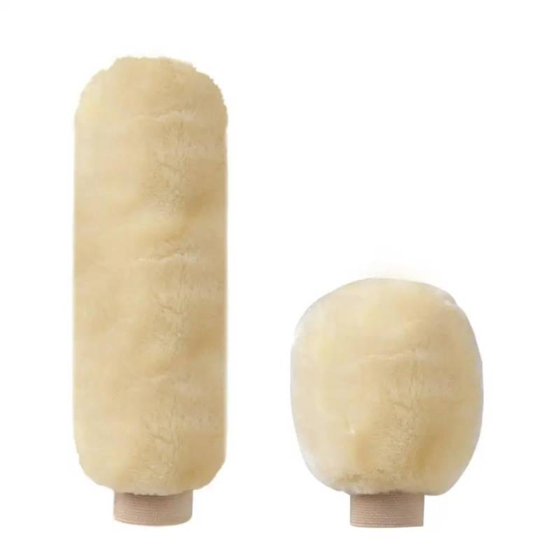 Schalthebel 2 Stück Auto-Handbremsgriff-Schutzhüllen Schaltknauf-Schutzhülle Plüsch-Handbremsgriff-Schutzhülle Weich Und Warm(Beige) von lEUCN