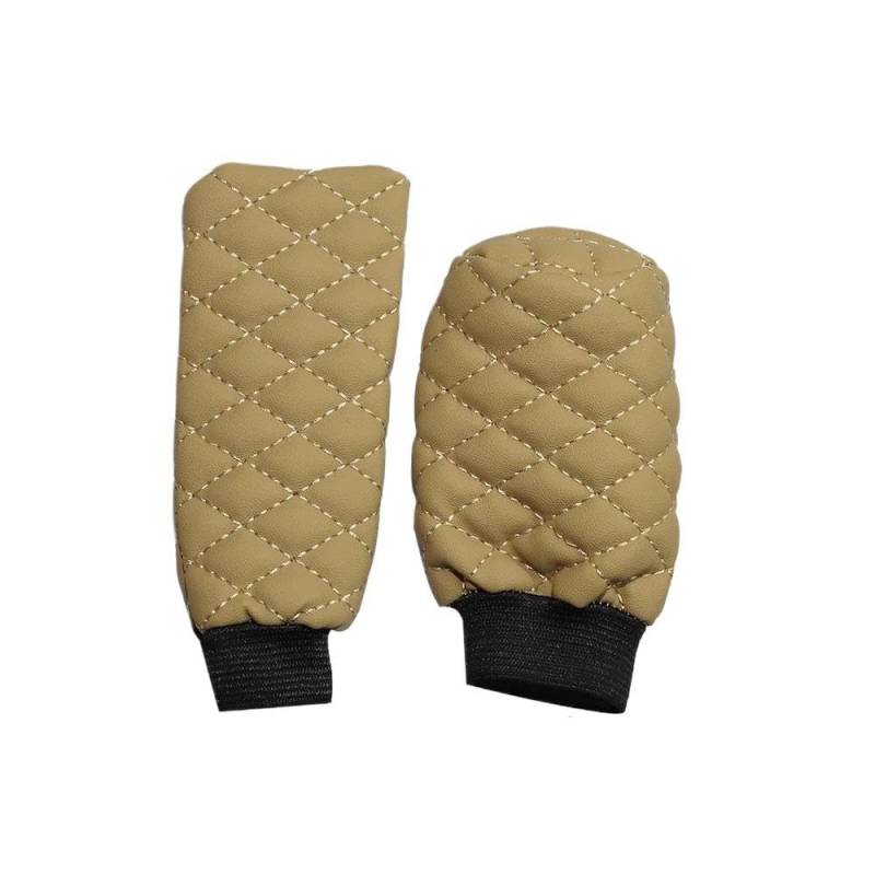 Schalthebel 2 Stück PU-Leder Auto Handbremse Abdeckung Manuelle Getriebe Griff Set Automotive Supplies Auto Zubehör(Beige) von lEUCN